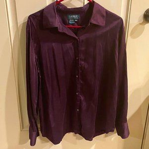 Lauren/Ralph Lauren Silk Button Down Shirt Blouse